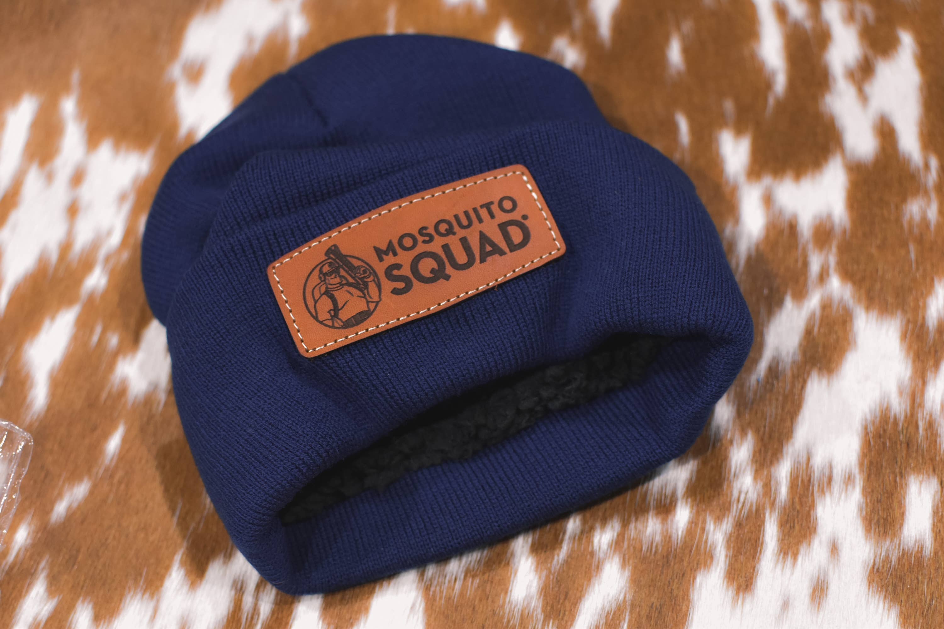 NDesigns Leather - Wholesale Beanie - Unisex - Leather Patch Sherpa Lined Beanie (with your custom logo)3