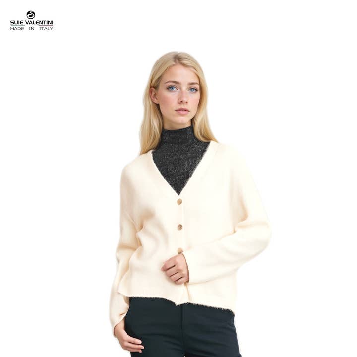 Suie Valentini srl - Wholesale Cardigan - Women's - Baby Alpaca Blend Knit Cardigan, art. 175111