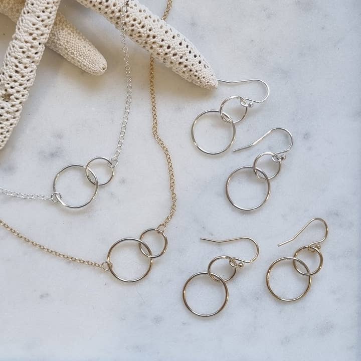 PearlGem Designs - Wholesale Dangle earrings - Loria Interlocking Rings 14k Gold or Sterling Silver Earrings4