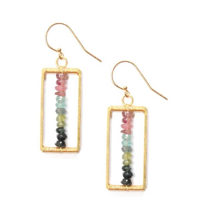 Tourmaline Rectangle Earrings for wholesale by The Didi Jewelry Project