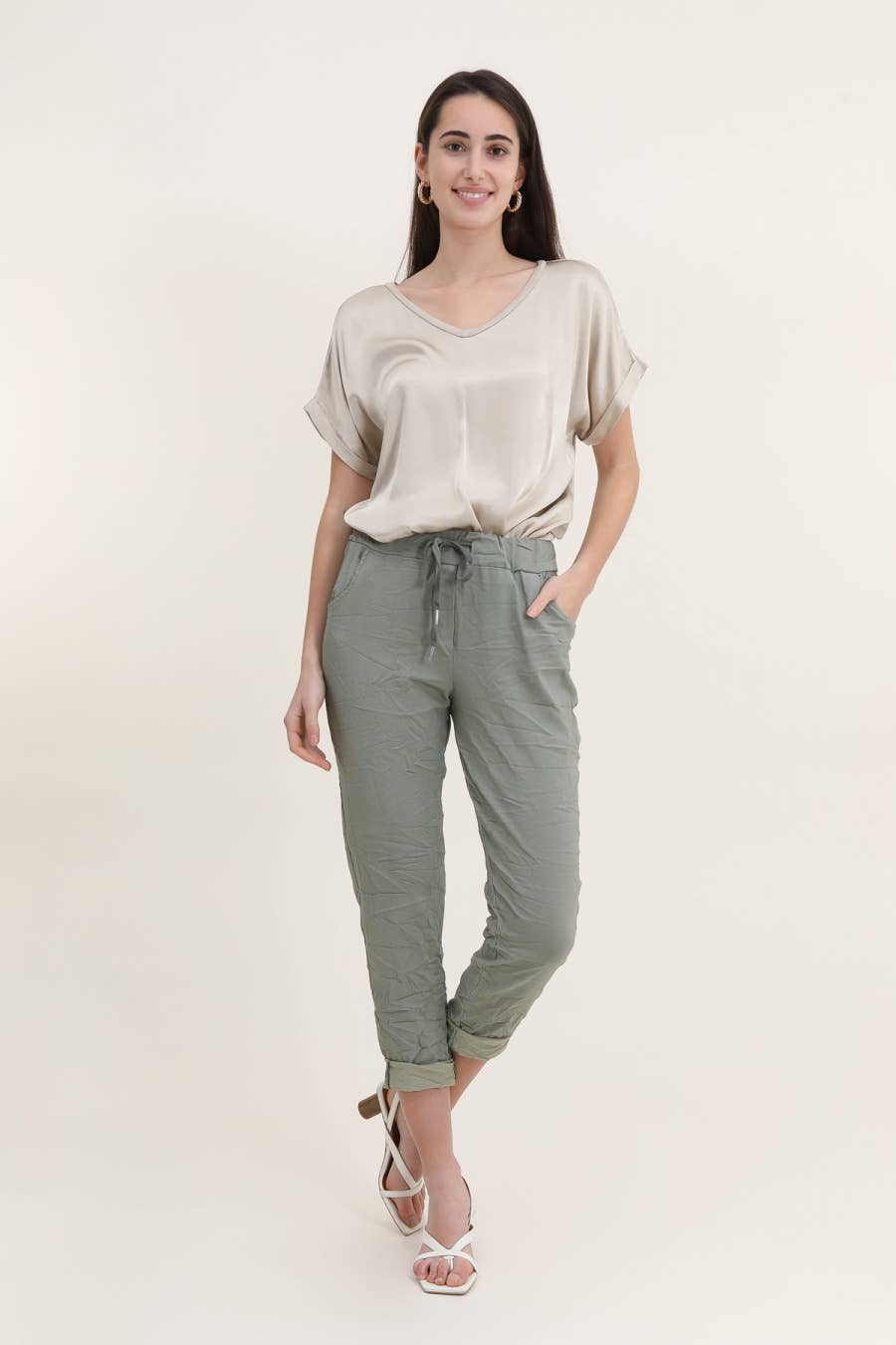 LINEN & COTTON HOUSE – wholesale Pants – Women's – 77312 WRINKLED PANTS WITH LARGE POCKETS36