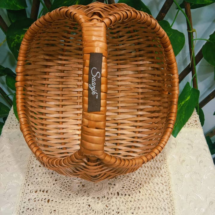 Saanjh - Wholesale Basket - Saanjh Maga Cane Half Moon Storage Basket1