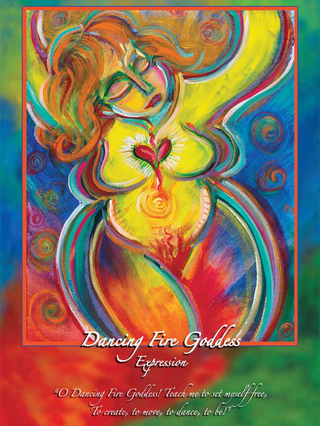 Dancing Fire Goddess Altar Card for wholesale by Katherine Skaggs
