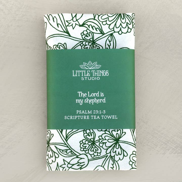 The Lord is My Shepherd Scripture Tea Towel — Psalm 23 for wholesale by Little Things Studio