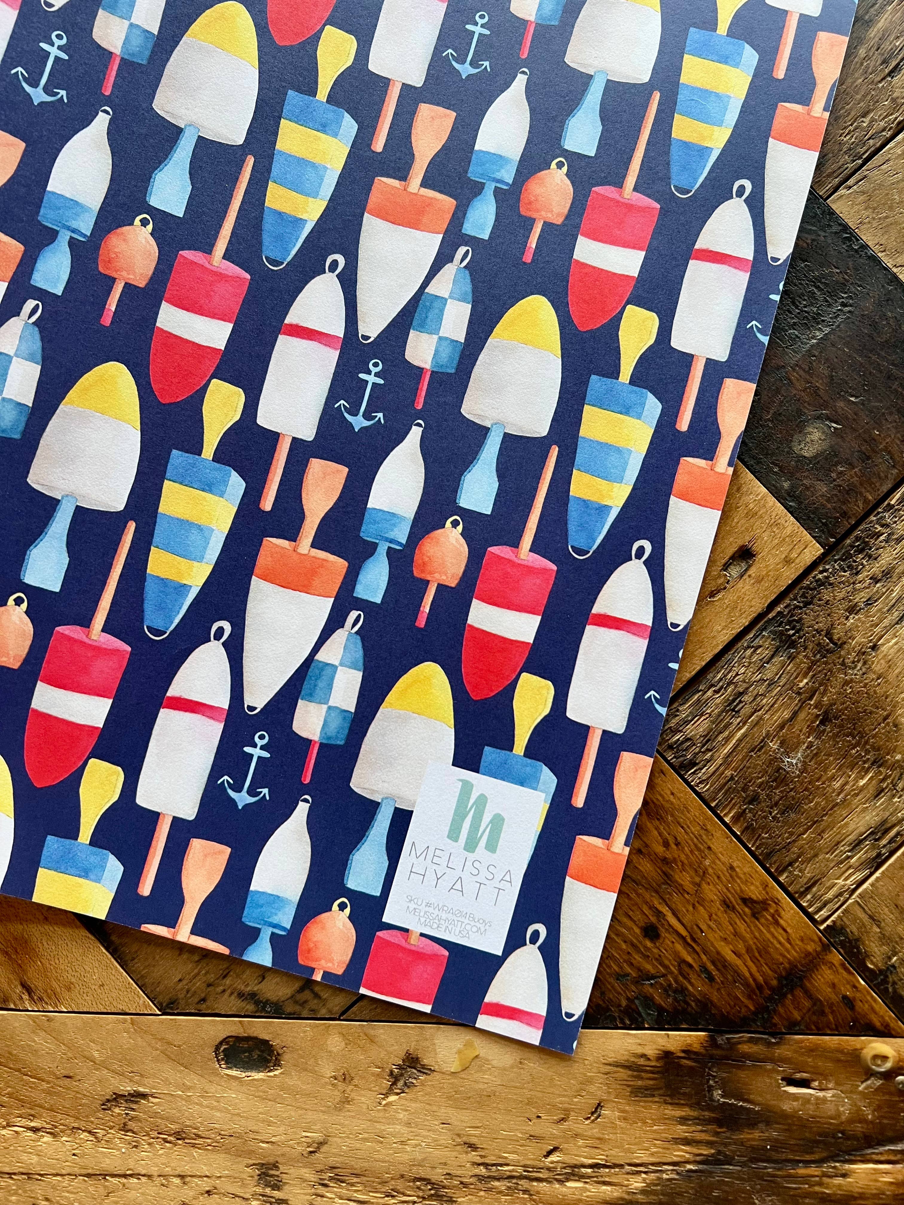 Melissa Hyatt - Wholesale Wrapping Paper Roll -  "Buoys" Colorful coastal wrapping paper1