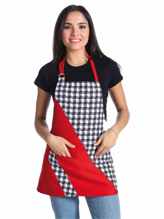 AVENTAL DE TRABALHO STELLA VERMELHO PIED DE POULE por atacado de West Rose abbigliamento professionale