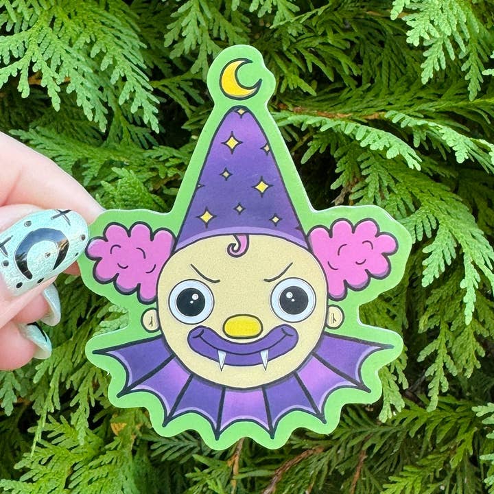 Spooky Clown Waterproof Sticker Halloween Creepy Cute for wholesale by Hawburns Studio