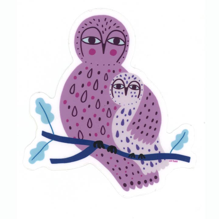 Paarse Uil Mama Vinyl Sticker voor wholesale door Lili Todd Art