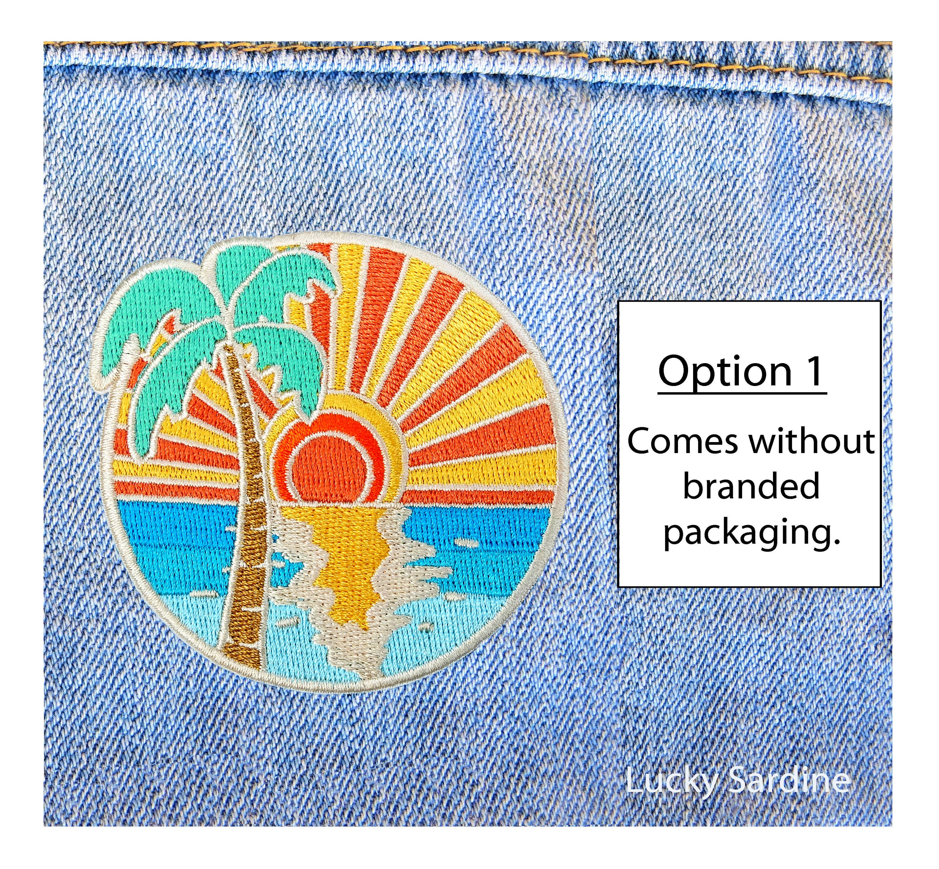 Lucky Sardine - Wholesale Patch - Ocean Sunset Palm Tree, Island Embroidered Iron-On Patch0