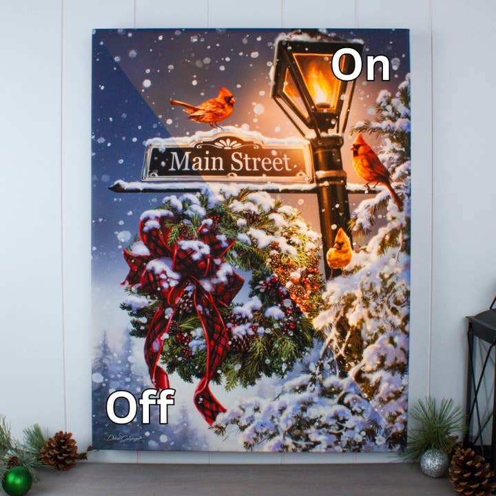 Main Street Christmas 18x24 Fullt Upplyst LED Väggkonst för wholesale av Glow Decor
