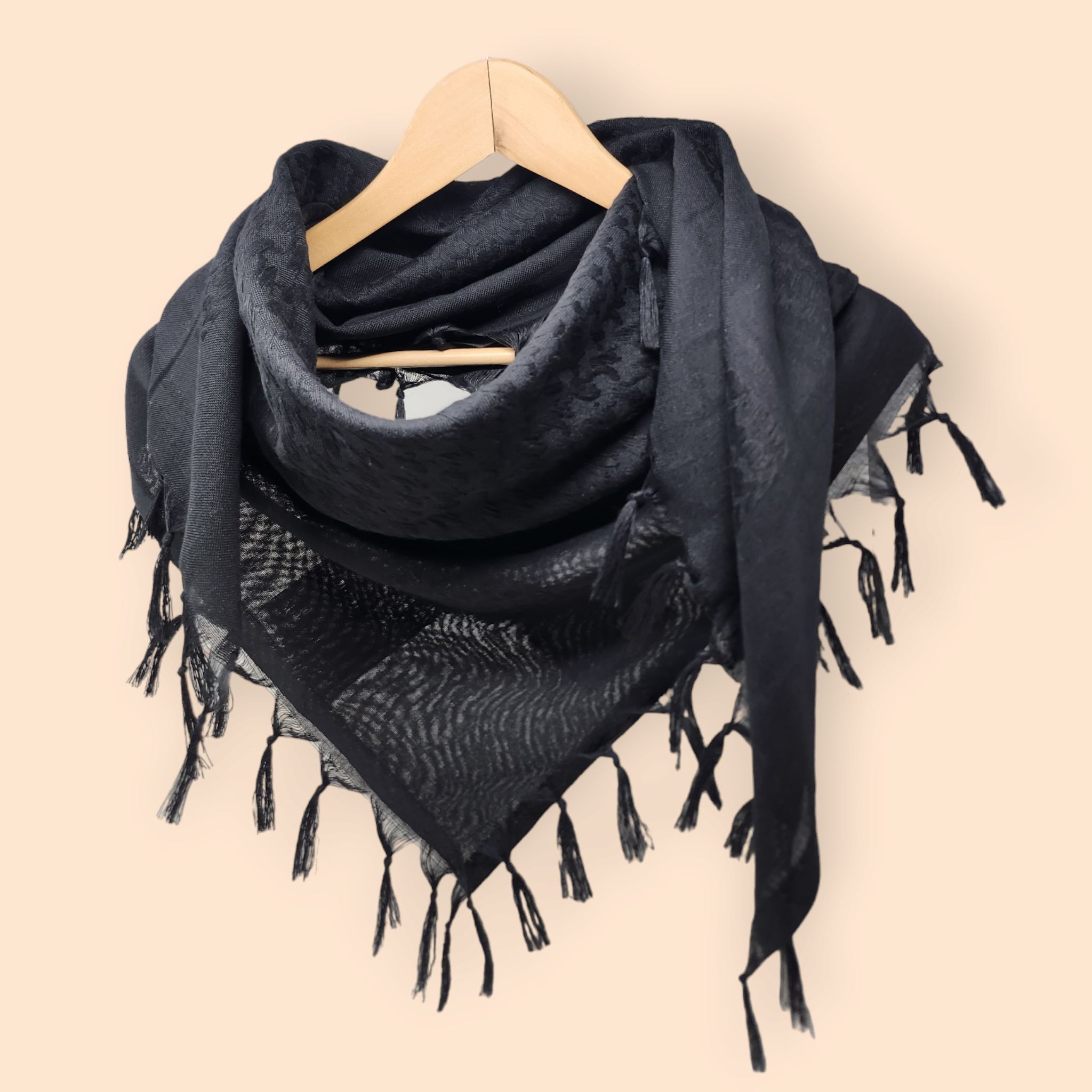 George's Regional – wholesale Scarf – Unisex – Keffiyeh Shemagh Scarf 100% Cotton - Black on Black8