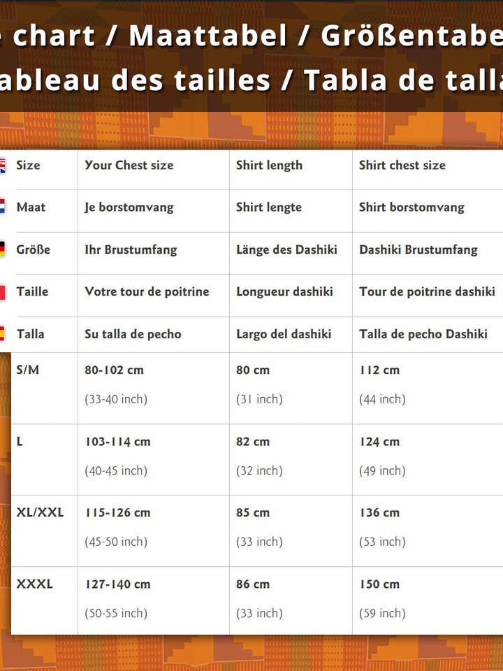 AfricanFabs - Wholesale Tuniek - Heren - Oranje Dashiki-shirt met gestippelde patronen/Dashiki-jurk - Top met Afrikaanse print