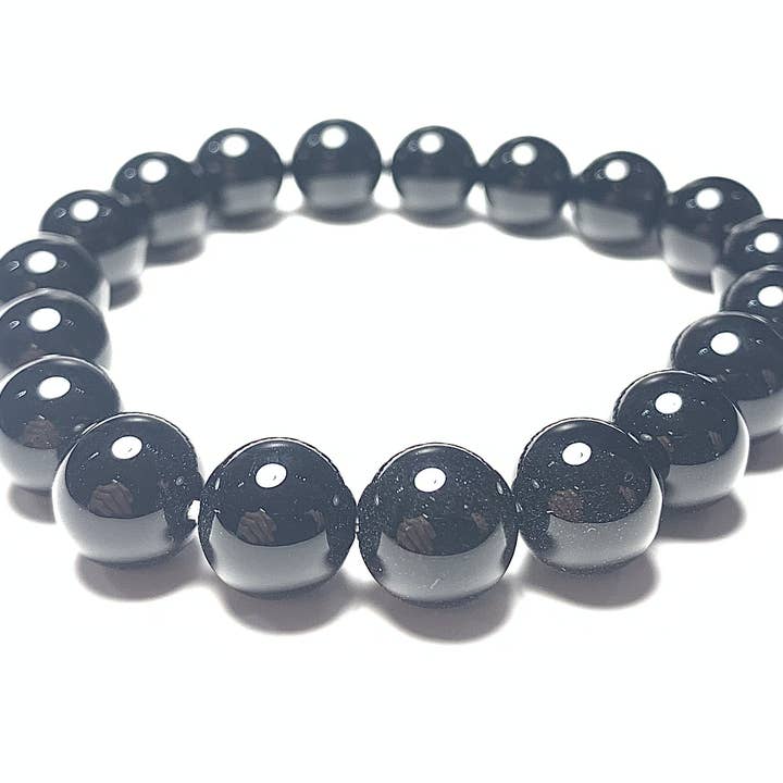 Armband 10/12 mm aus schwarzem Obsidian für den Großhandel von WLM