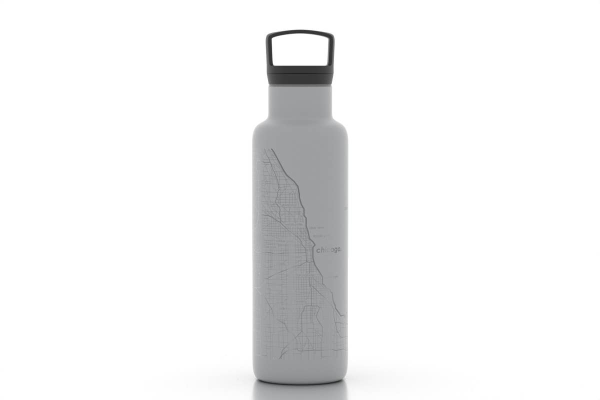 Well Told - Wholesale Water Bottle - Chicago, IL City Map - 21 oz Insulated Water Bottle4