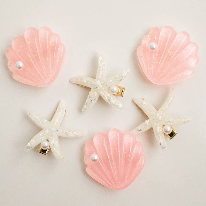 Ensemble de pinces à cheveux - Sous la mer - Rose pour la vente par Cheeky Plum