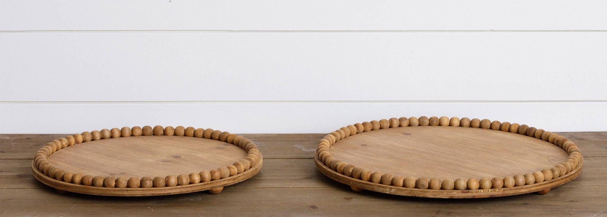 Audrey's Home & Gift - Wholesale Decorative Tray - Round Beaded Trays (Set Of 02)1