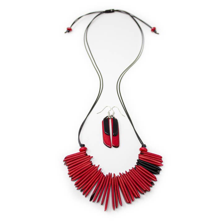 Muichic Natural Jewelry – wholesale Jewellery set – Tagua Jewelry Set, Fringe Tagua Necklace and Earrings 2