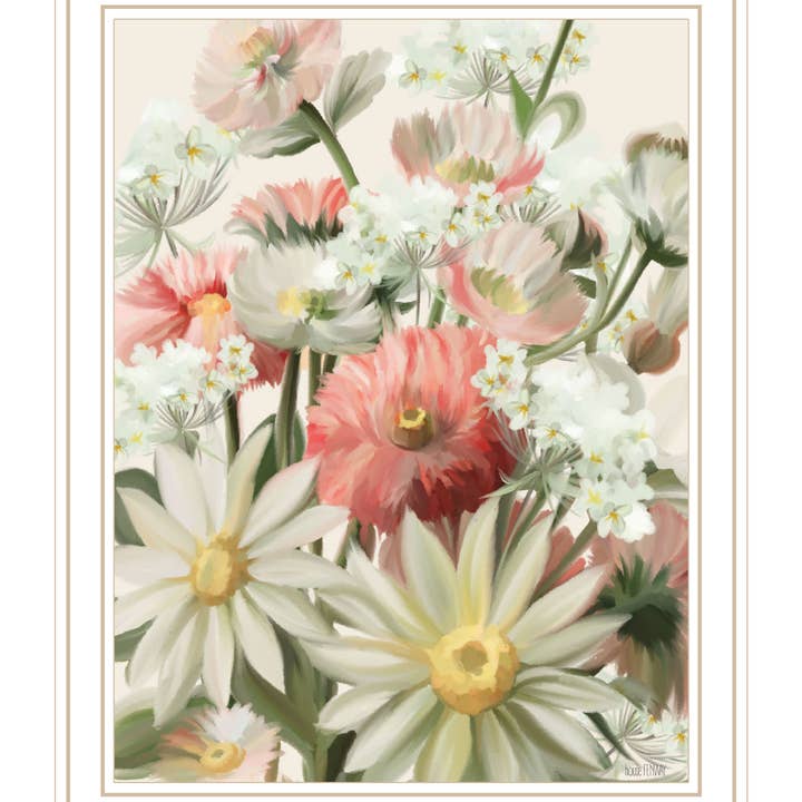 HomeRoots - Wholesale Muurkunst set - Zomer wilde bloemen voor jou - Wanddecoratie met witte ingelijste print