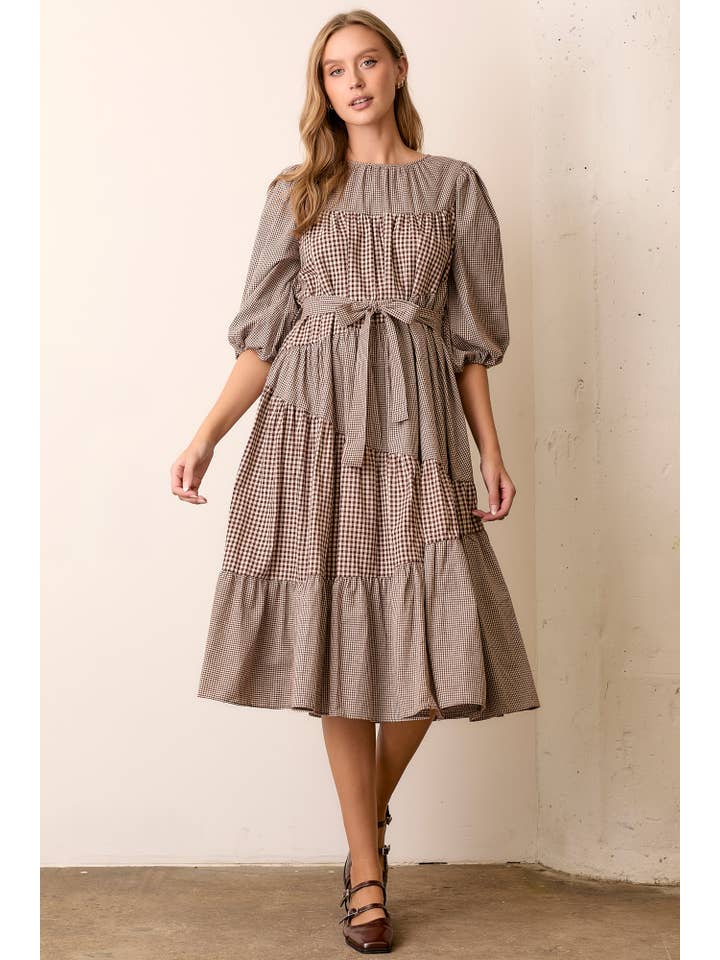 Polagram by Wellmade USA - Venta al por mayor Vestido - Mujer - VESTIDO MIDI CON LAZO EN LA CINTURA