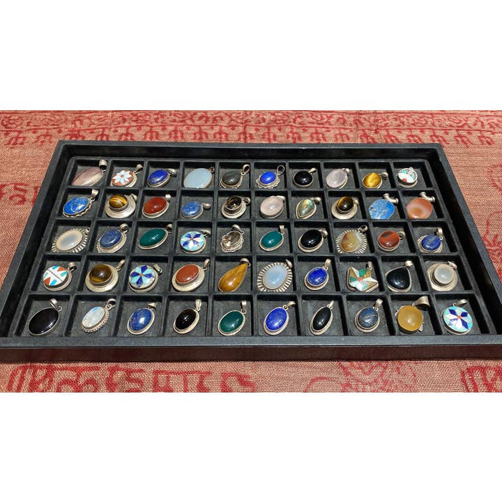 Katmandu Trading Co. - Wholesale Individual charm/pendant - Silver Pendant w/ Assorted Semi-Precious Stones (L)2