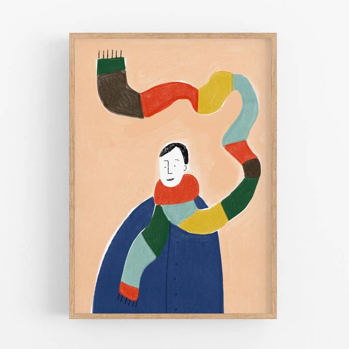 Self Portrait With Scarf - A4 Print for wholesale by Eline Veldhuisen Illustration