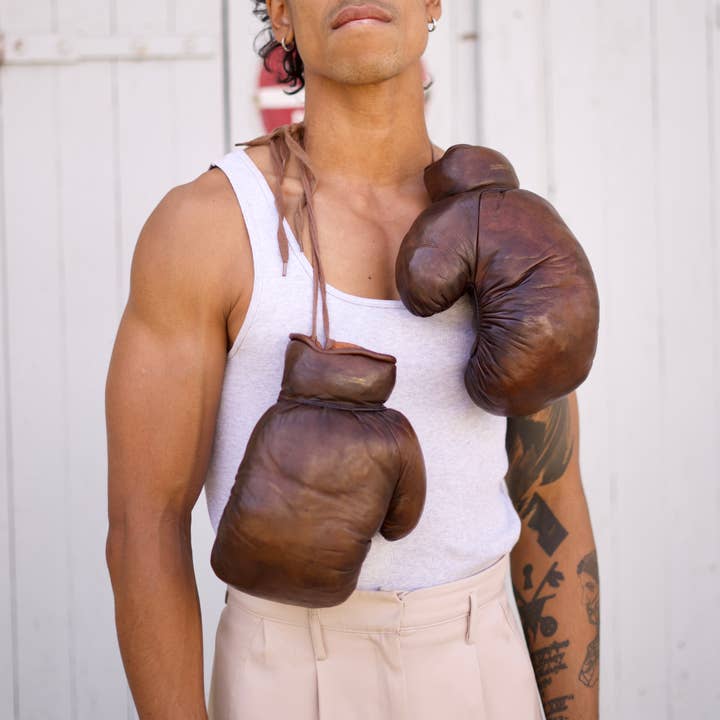 John Woodbridge Makers - Wholesale Decorative Tabletop Object - VINTAGE LEATHER BOXING GLOVES 1920