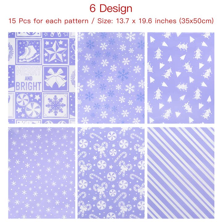 RUSPEPA - Wholesale Tissue Paper - 90Pcs Christmas Wrapping Tissue Paper Dutch Blue 13.7 x19.6”