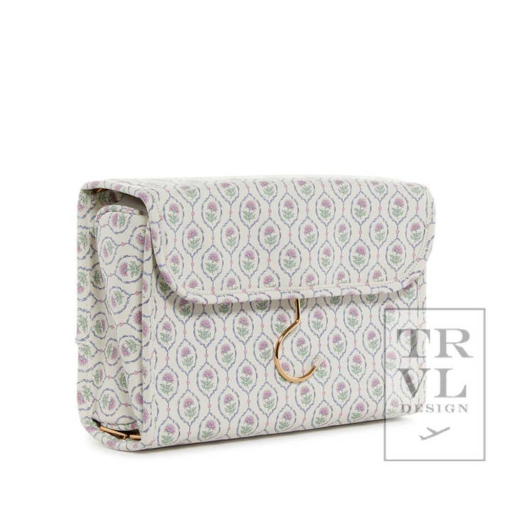 TRVL Design - Wholesale Toiletry Bag - Women's - Luxe Hanging Toiletry Antibes With Navy Pinstripe Liner1