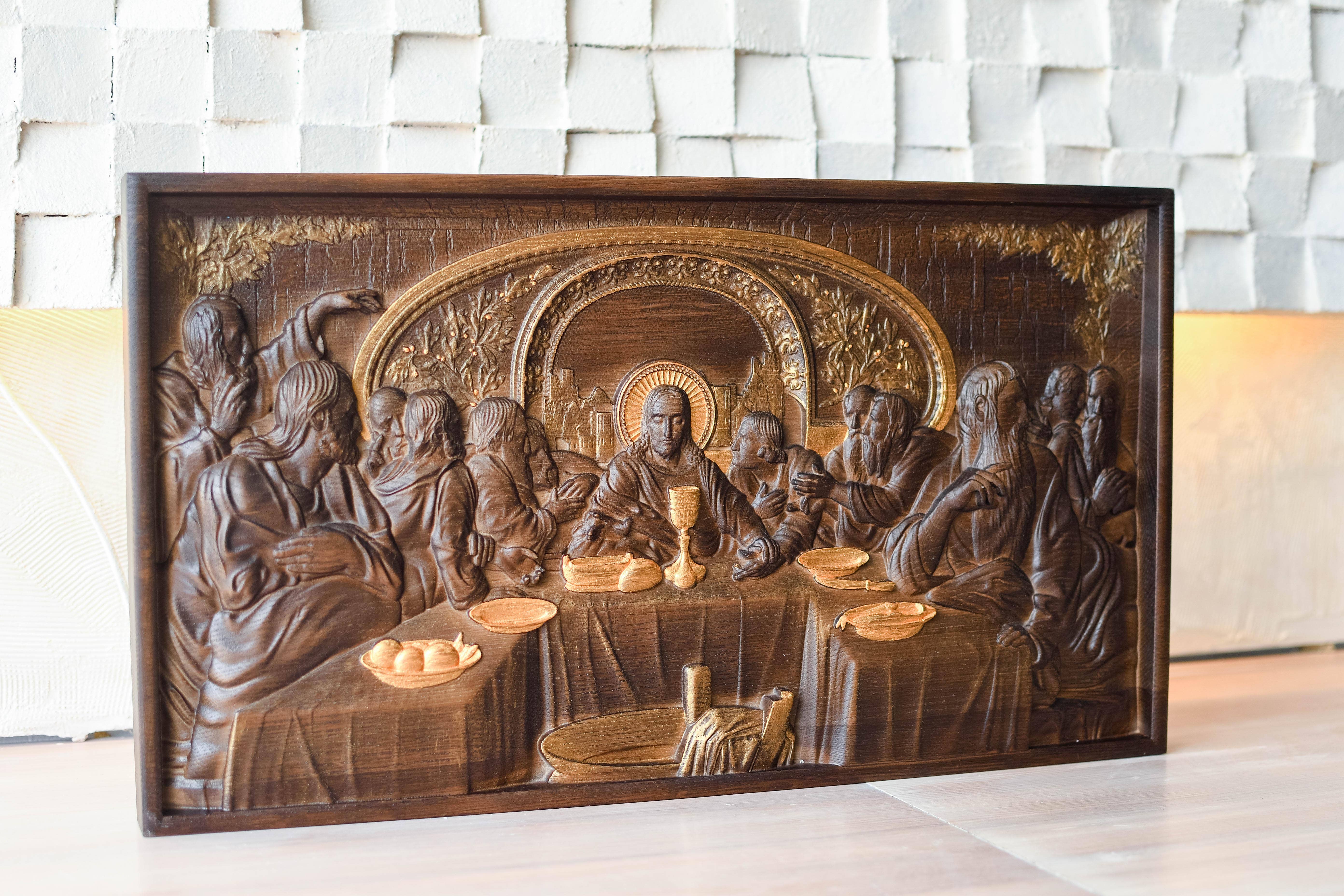 KozakWorkshop – Großhandel 3D-Wandkunst – Das letzte Abendmahl moderne Wand Holz christliche handgefertigte Kunst6
