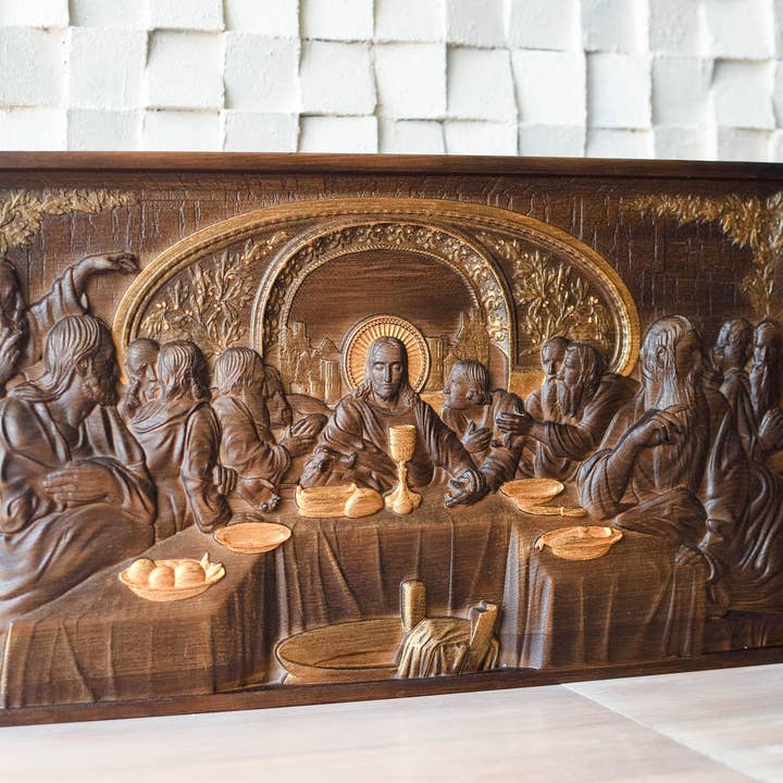 KozakWorkshop – Großhandel 3D-Wandkunst – Das letzte Abendmahl moderne Wand Holz christliche handgefertigte Kunst6