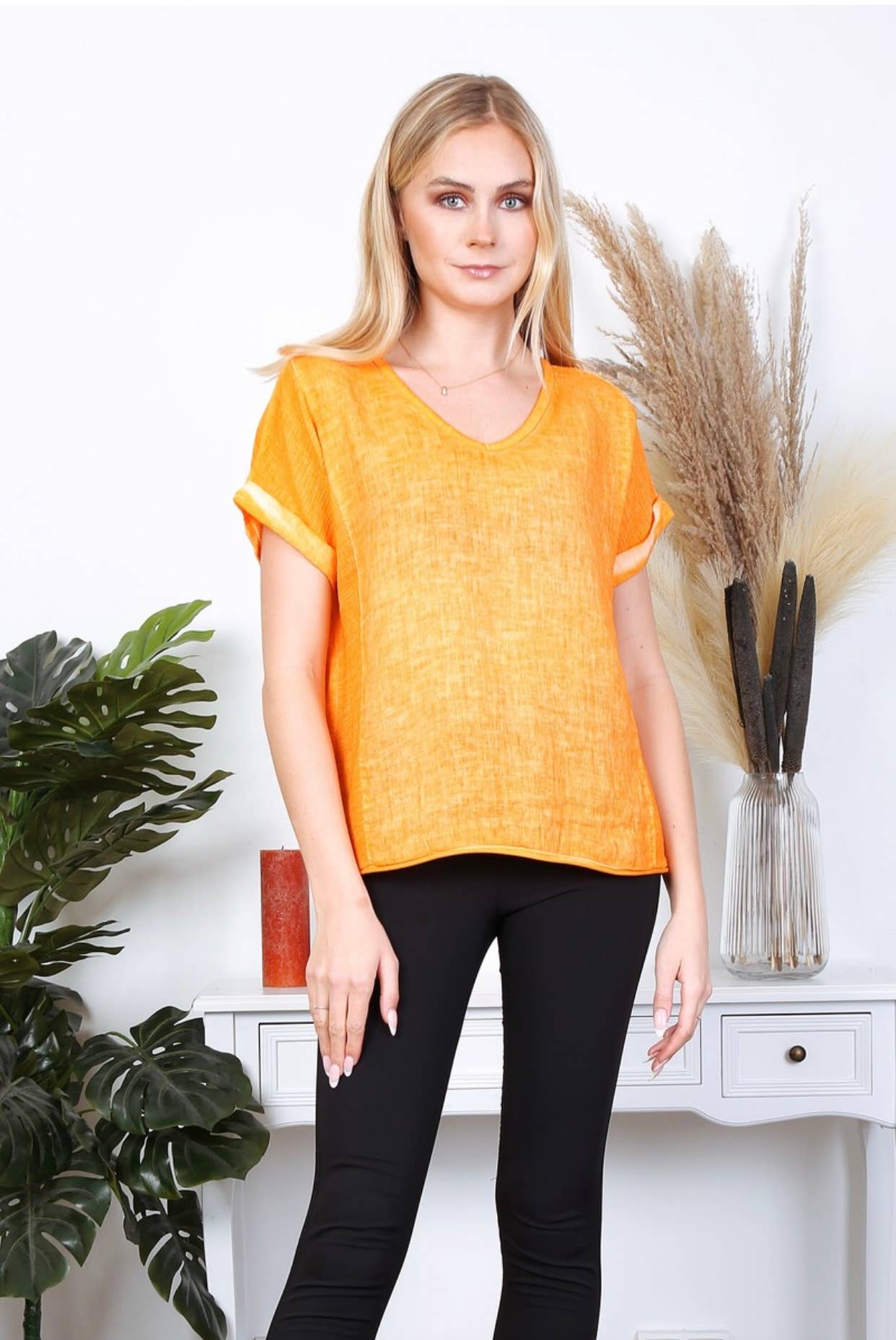 LÉA & LUC - Vente T-shirt – femme - T-Shirt texturé en 100% lin REF. 6518