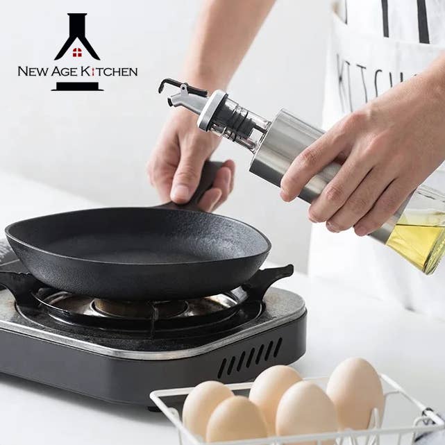 ALETA FARMS - Wholesale Oil/vinegar dispenser - Cruet Glass Bottle, Elegant Stainless-Steel Casing, 17oz STL2