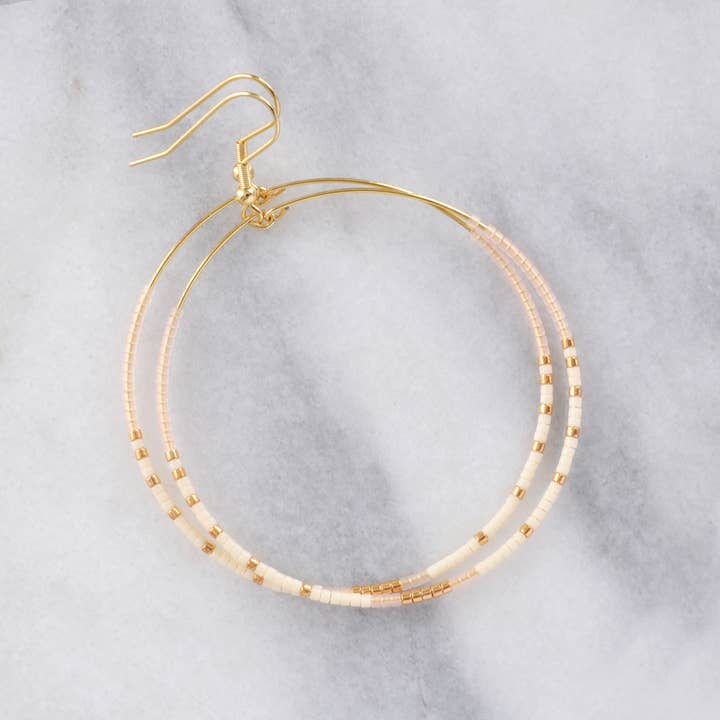 Libby & Smee - Wholesale Dangle Earrings - Large Gold Beaded Dangle Hoop Earrings16