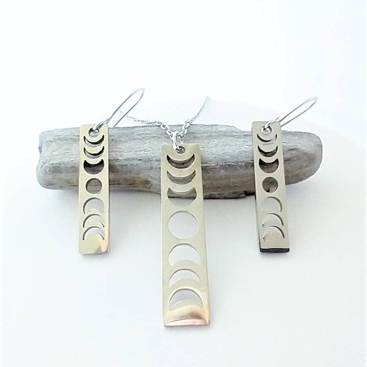 Conjunto Colar e Brincos Fases da Lua, Jóias Celestiais por atacado de Piccadilly Pendants