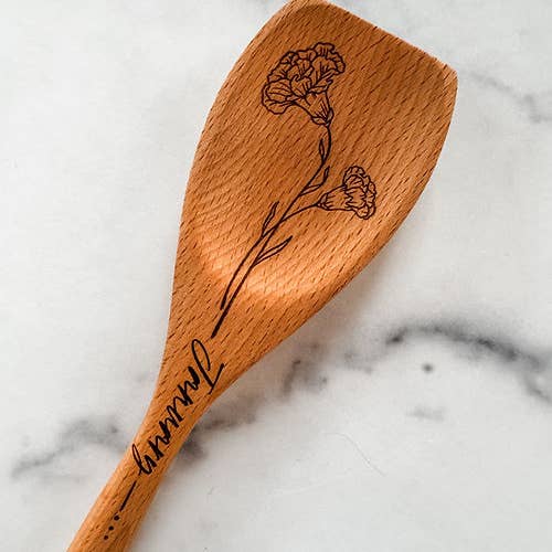 Wood & Ash - Wholesale Kitchen Spoon - Birth Flower Wooden Cooking Spoons