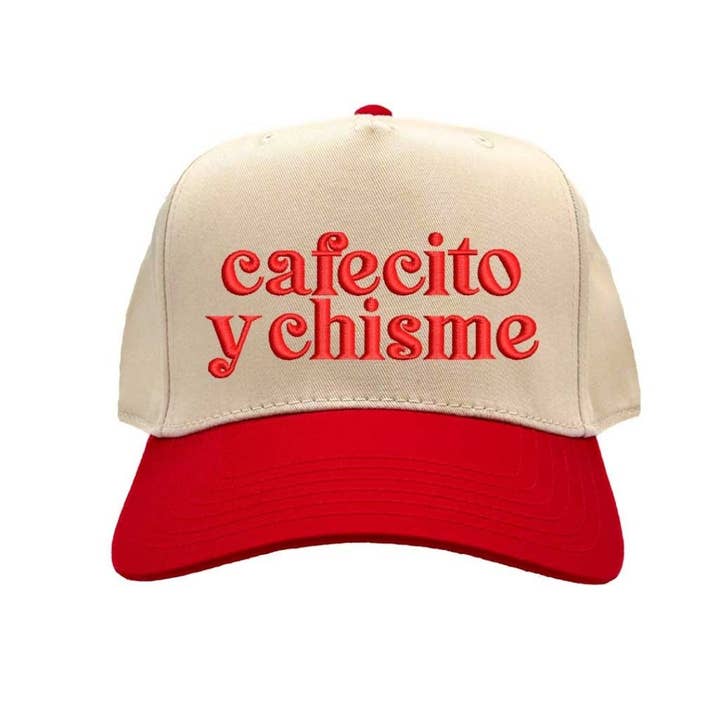 Cafecito y Chisme Two-Tone Embroidered Baseball Hat for wholesale by DSY Lifestyle