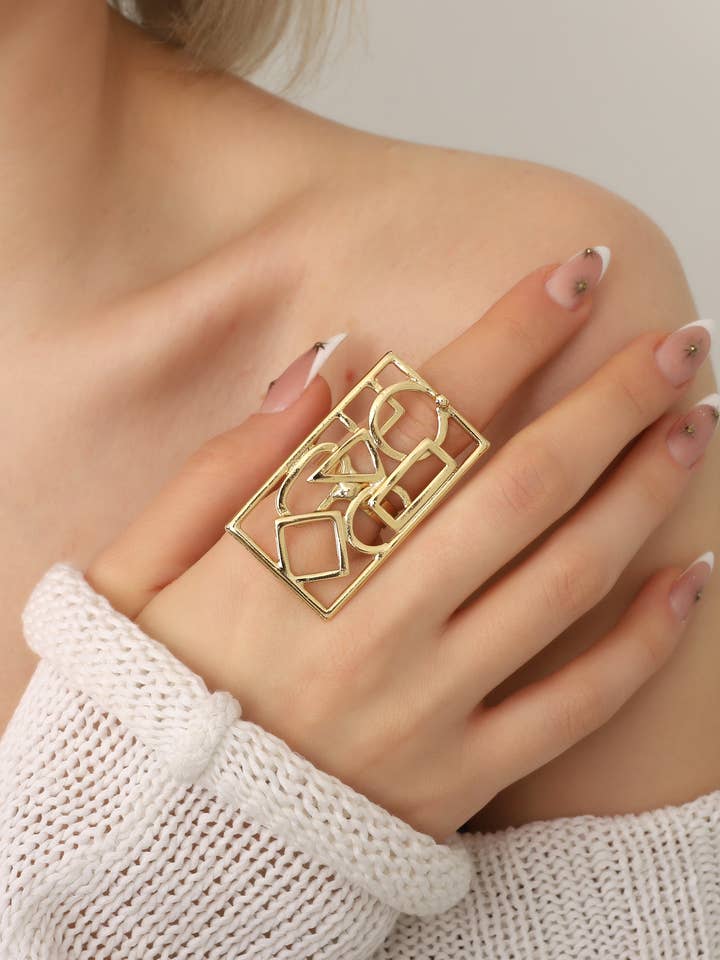 Gold Plated Boho Large Ring for wholesale by BUBU BY TEKIN SHOP