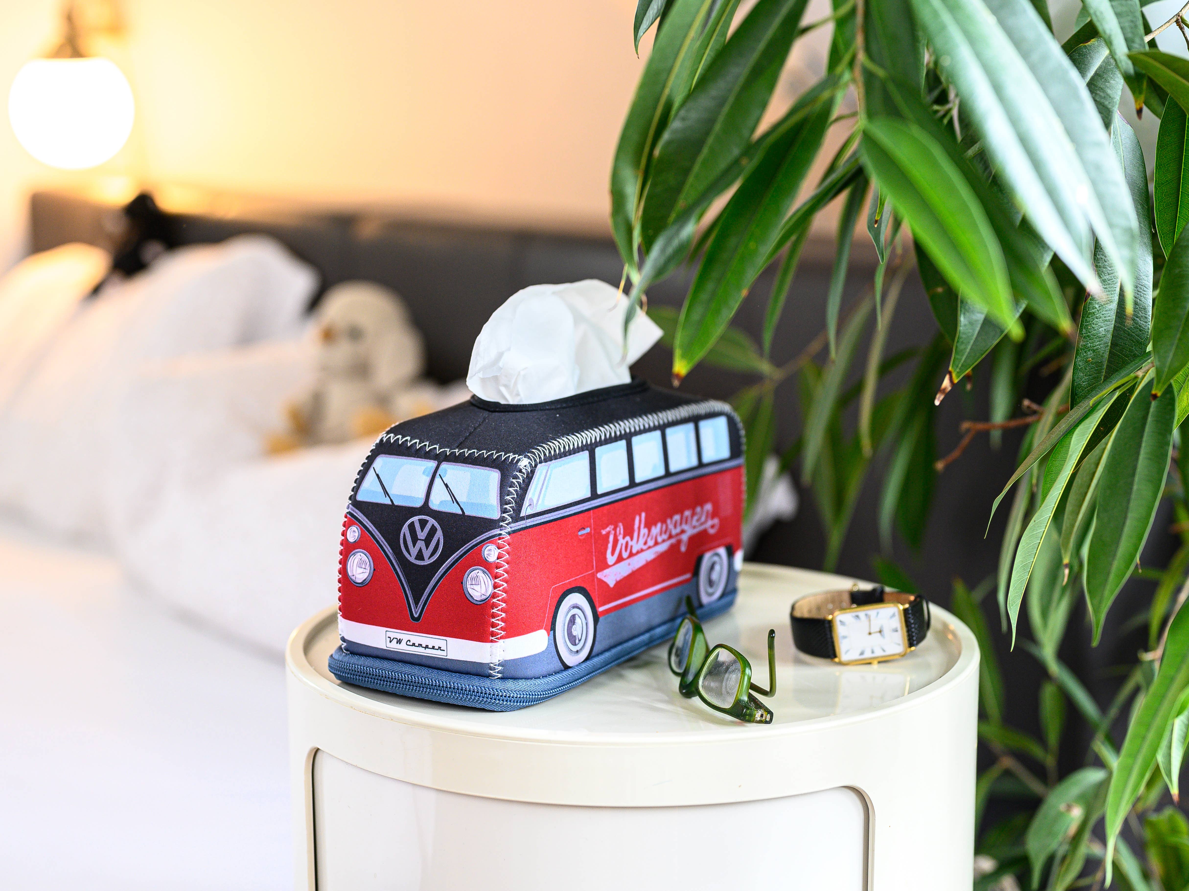 VW Collection by BRISA - Wholesale Tissue Box - VW T1 Bus Cosmetic Tissue Napkin Holder Dispenser - RD/BK4