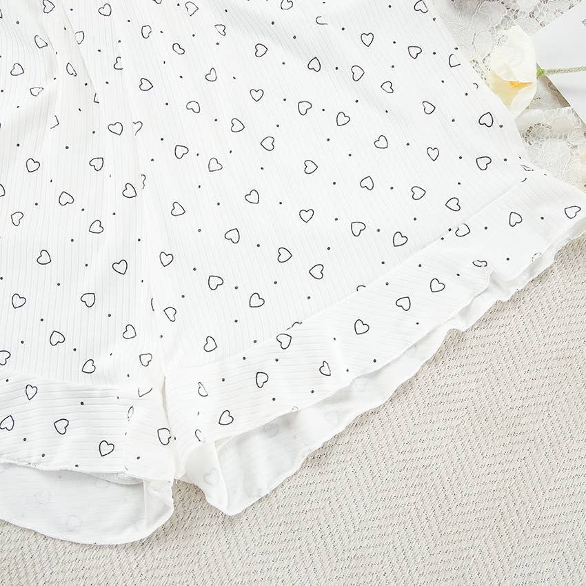 White Valentine's Day love pajamas pants three piece set for wholesale on Faire7