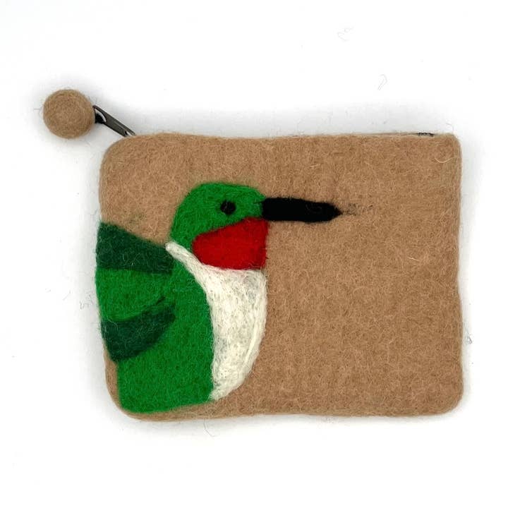 Porte-monnaie en feutre Colibri à gorge rubis pour la vente par Women of the Cloud Forest