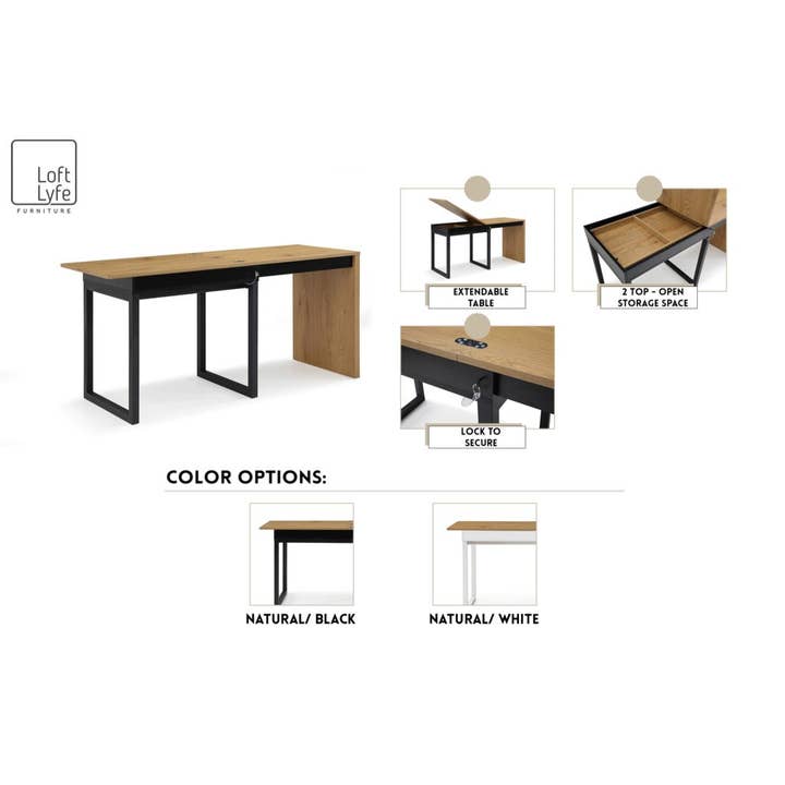 Inspired home - Wholesale Console Table - Melvin Extendable Writing Desk6