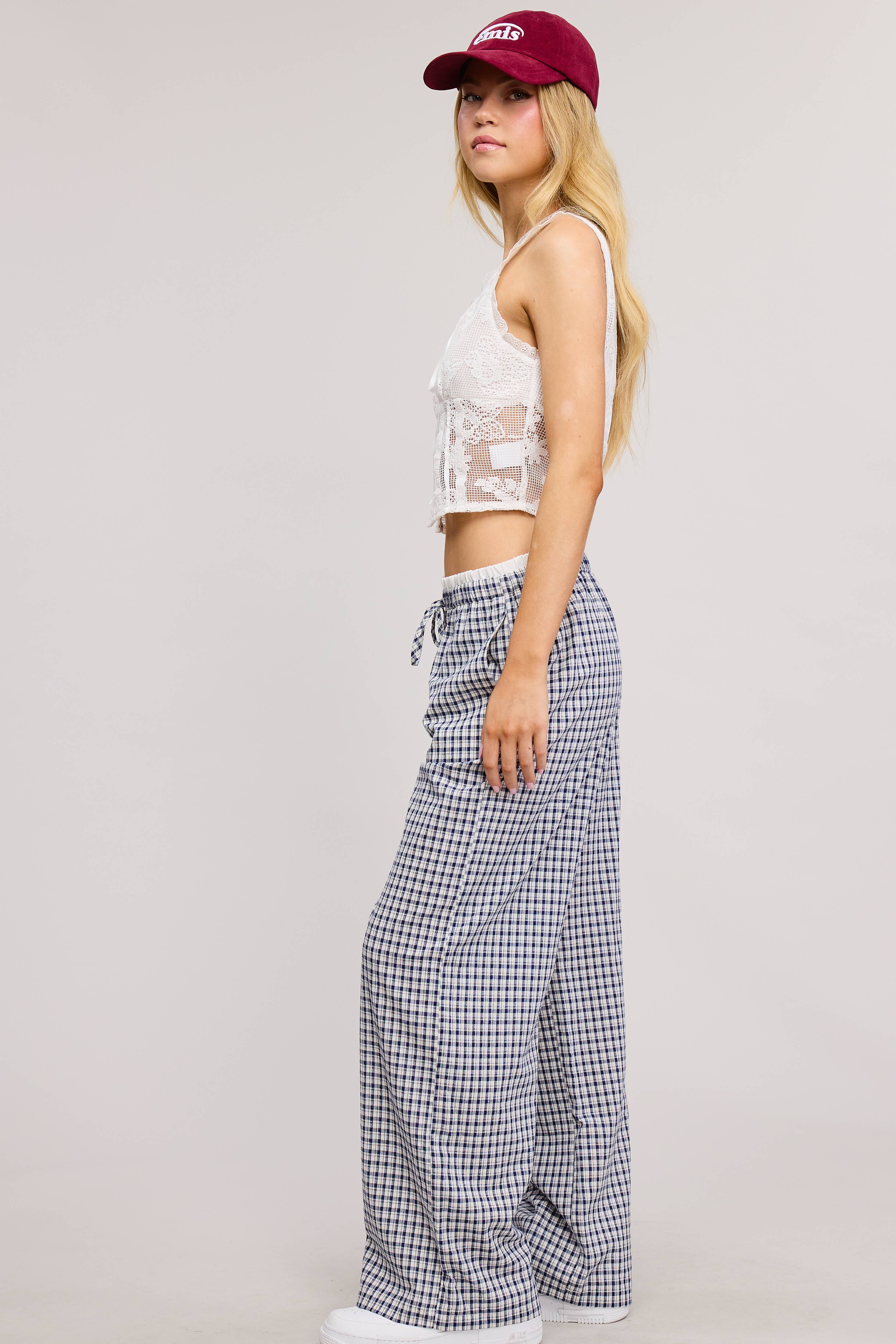 Mimosa - Wholesale Lounge Sweatpants/Joggers - Women's - Gingham Boxer Lounge Pants with Contrast Waistband8