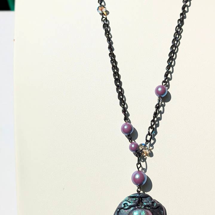 Gay Isber Designs - Wholesale Pendant/Charm Necklace - Spooky Skull Necklace Handmade Halloween Jewelry by Sugar Gay Isber – One-of-a-Kind, Ready to Ship! 22 inch black chain Unisex13