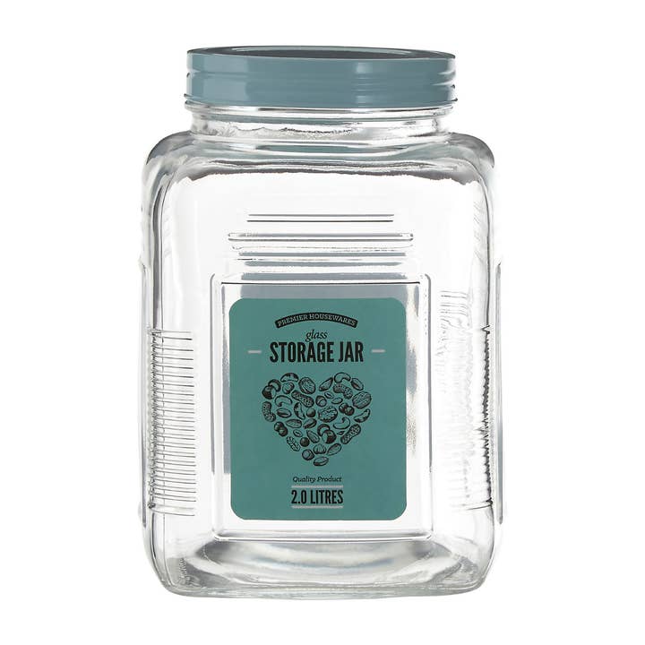 Interiors by Premier – wholesale Jar – Assorted Square Clear Glass Large Storage Jar1