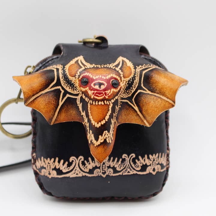Sunflower Handmade leather inc - Wholesale Coin purse – Women’s - e633 Handmade leather bat coin purse wristlet1