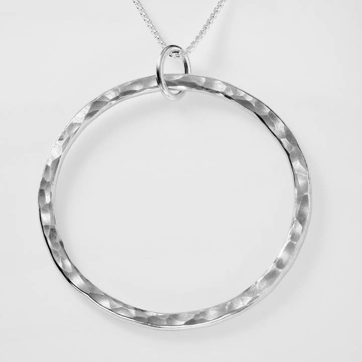 N03 Círculo martelado em prata esterlina sólida de corrente de 30” por atacado de Serendipity Creations