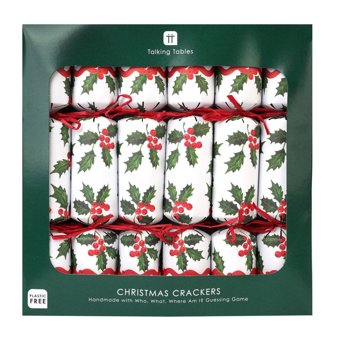 Talking Tables UK - Wholesale Christmas decoration - Holly White Christmas Crackers | 6 Pack | Christmas Table |4