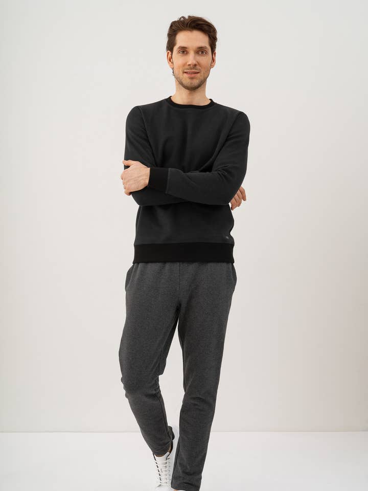 Pantalon droit en molleton de coton biologique pour homme pour la vente par linenease