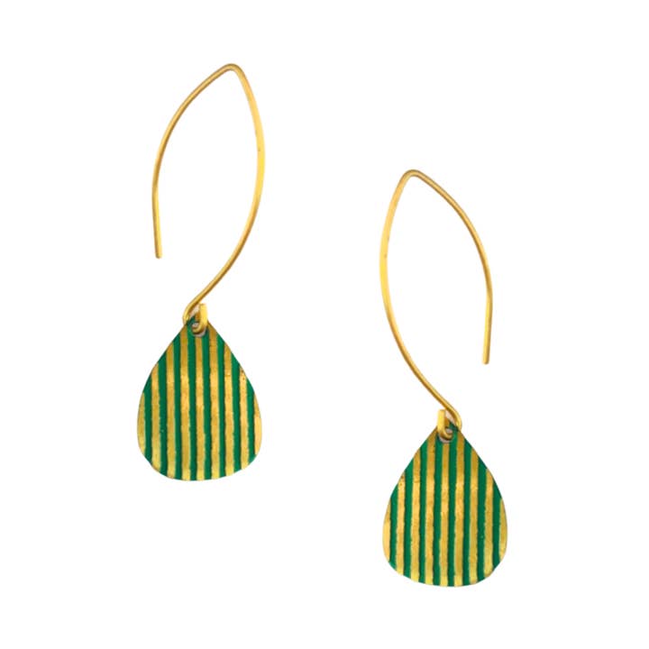 Hema hook earrings,green for wholesale by Daughters of the Ganges