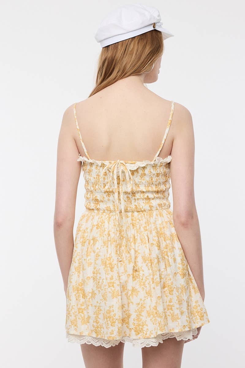 Sky to Moon - Wholesale Dress - Women's - PALE FLORAL ATTACHABLE TIE STRAP LACE MINI DRESS8